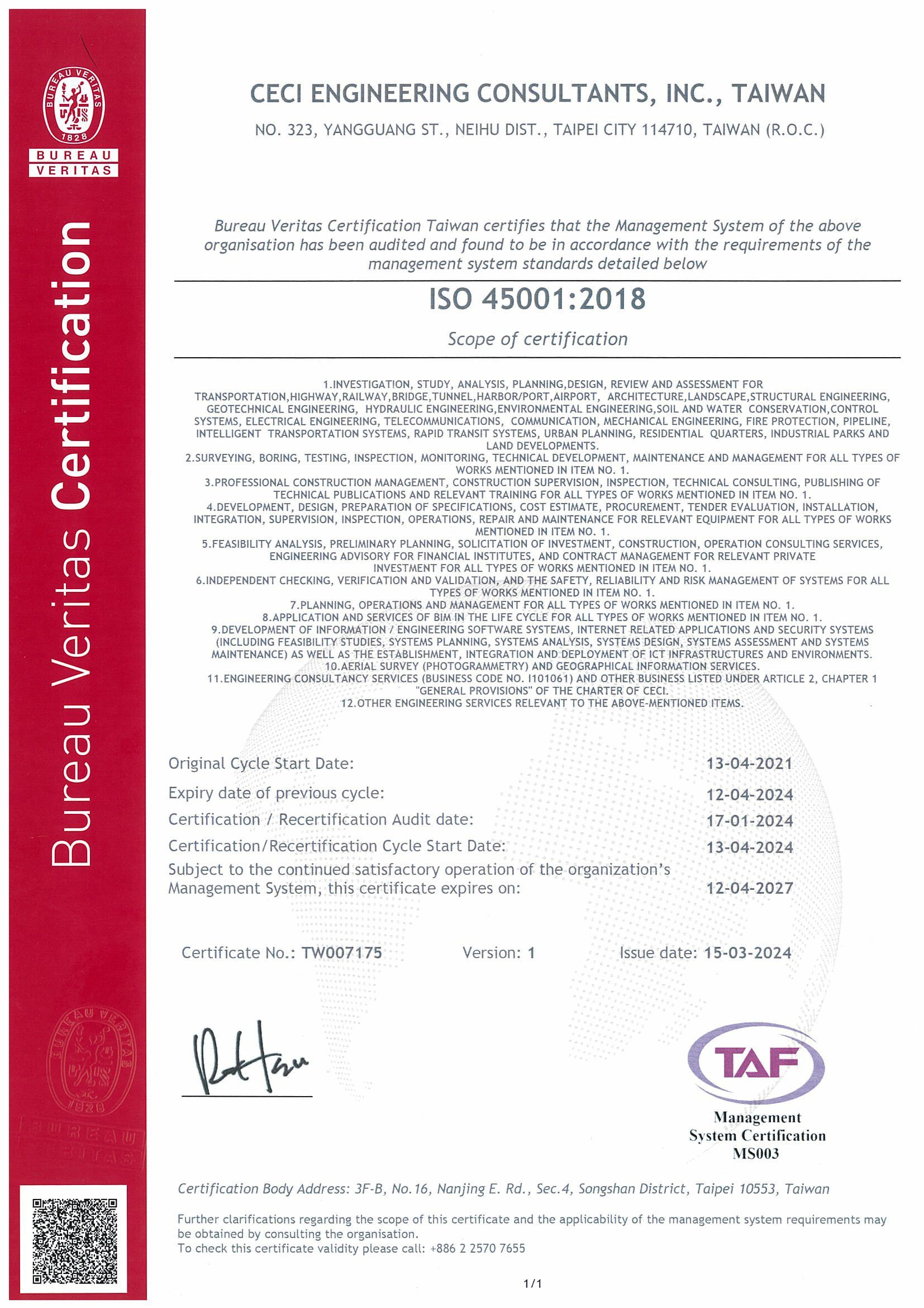ISO 45001:2018 Certification